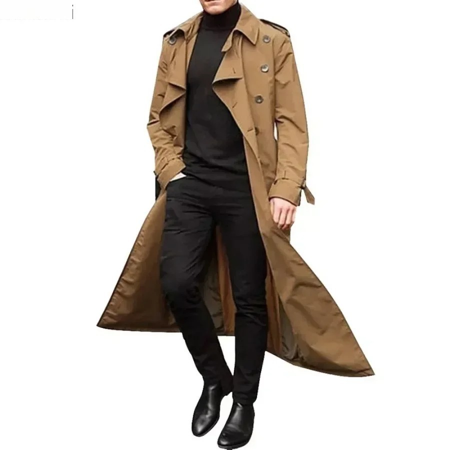 Trench Coat Formal - الرجال معاطف طويلة سترة موضة أنيقة
