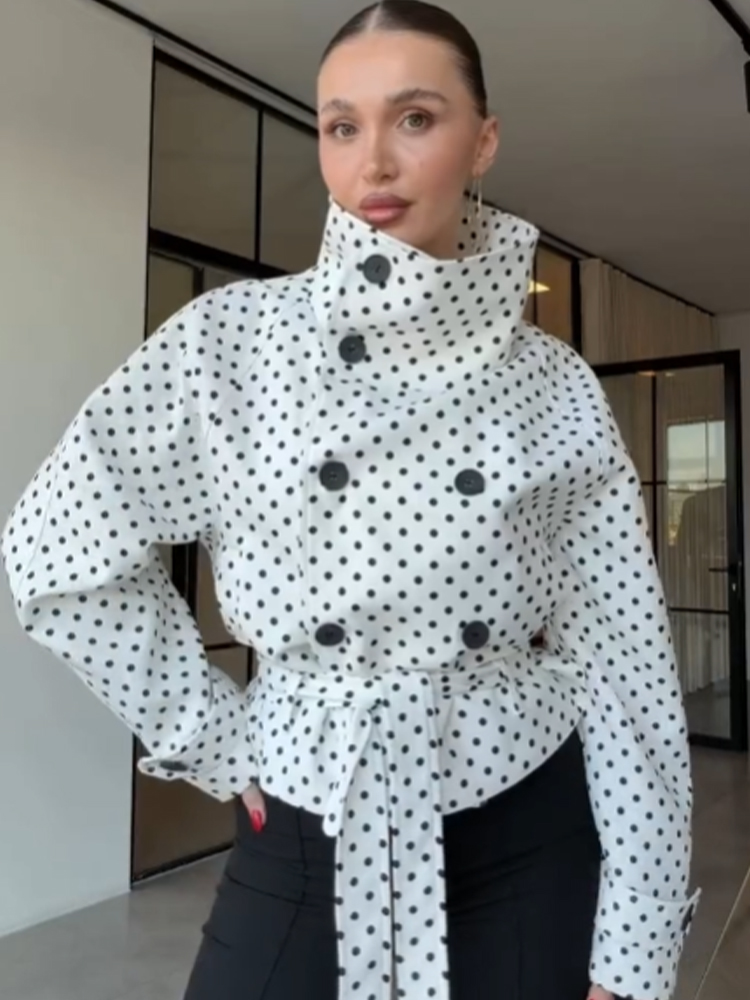 Trench Coat Formal - معطف نسائي قصير منقط من SLTNX،