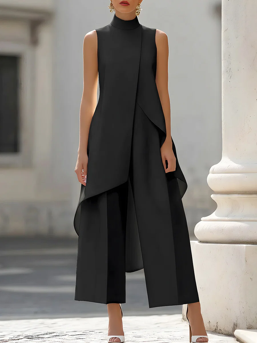 Women Formal Wear Office - بدلة نسائية بدون أكمام ذات ياقة