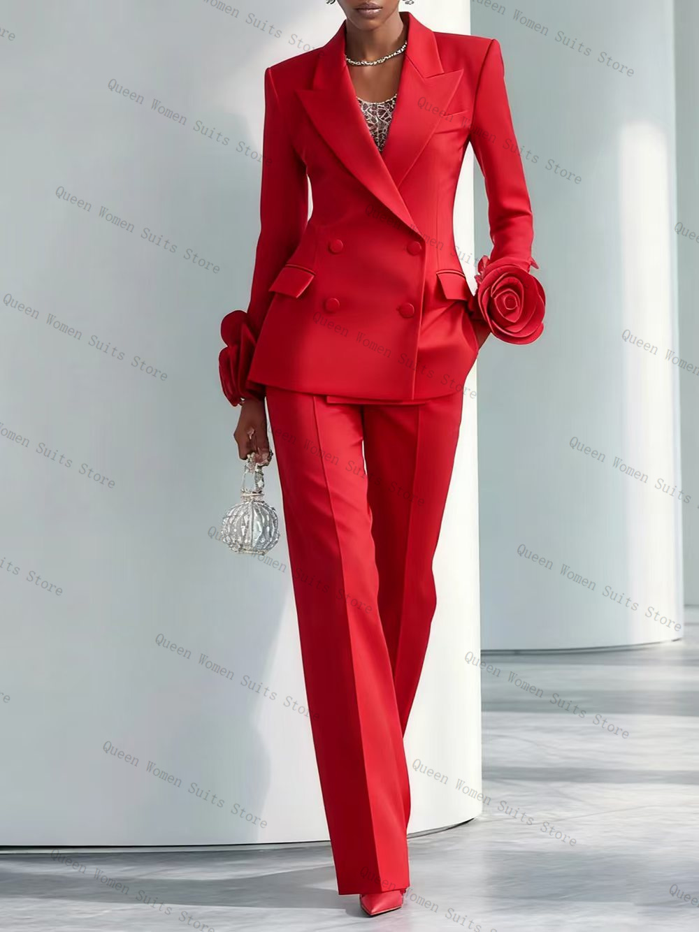 Women Formal Wear Coat - الفاخرة الأحمر المرأة البدلة مجموعة 2