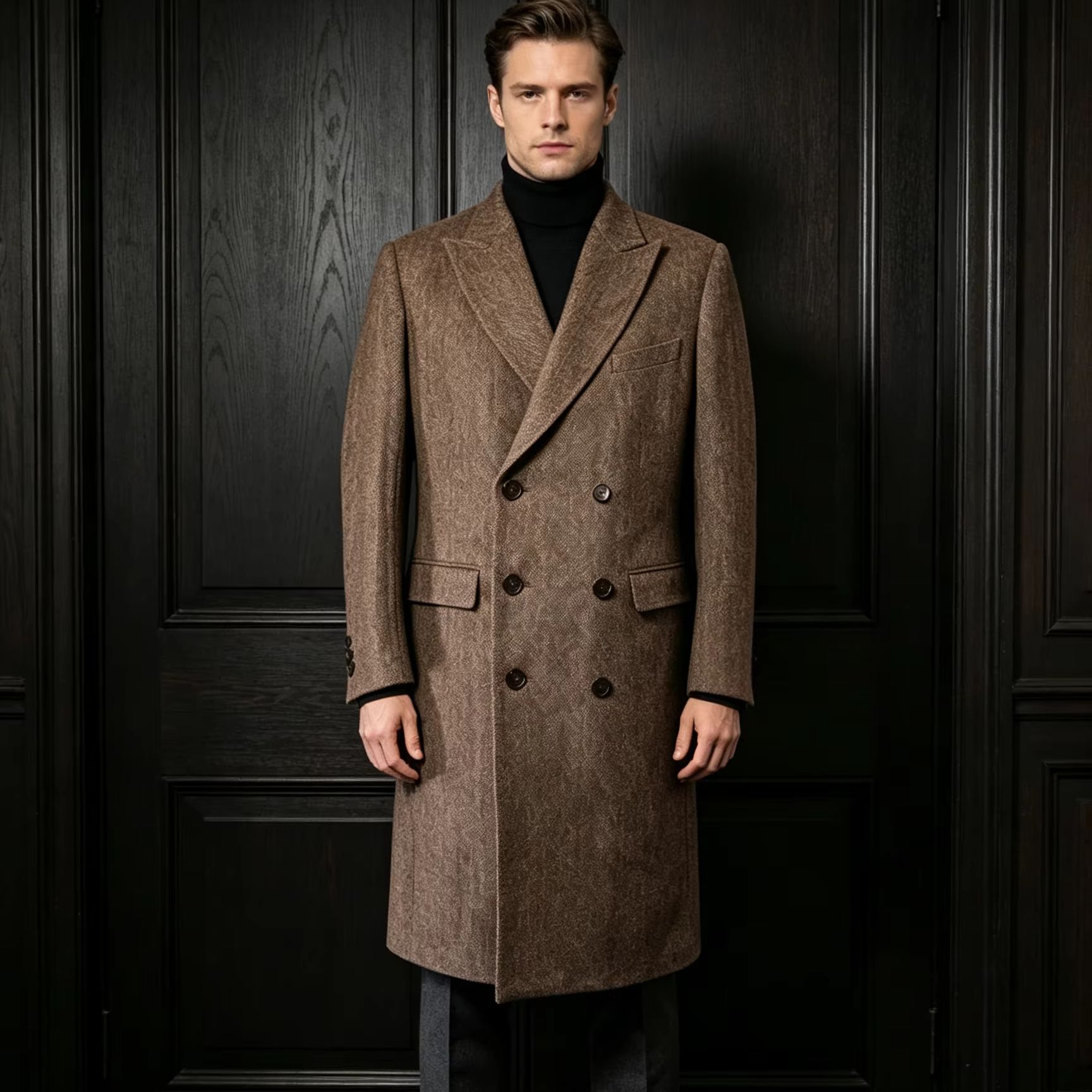Trench Coat Formal - معطف طويل للرجال من الصوف الخالص