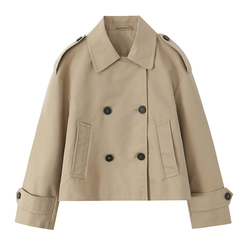 Trench Coat Formal - Willshela سترة نسائية عصرية كاكي مزدوجة