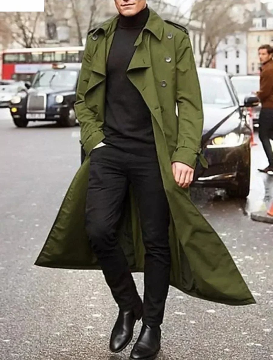 الرجال معاطف طويلة سترة موضة أ - مراجعة Trench Coat Formal وسعره