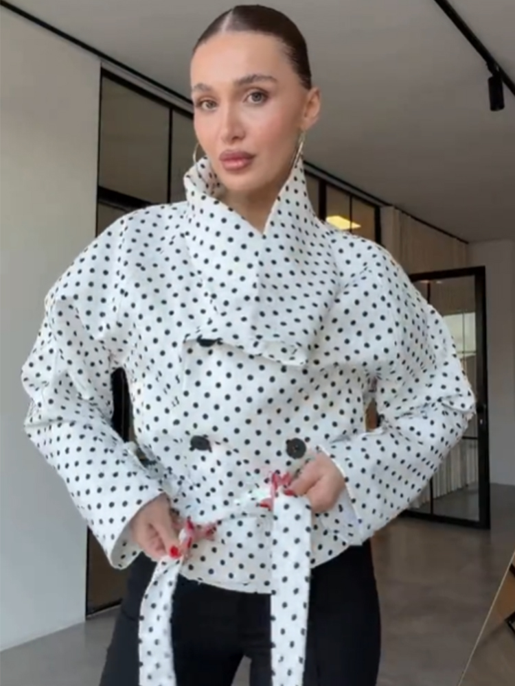 معطف نسائي قصير منقط من SLTNX، - مراجعة Trench Coat Formal وسعره