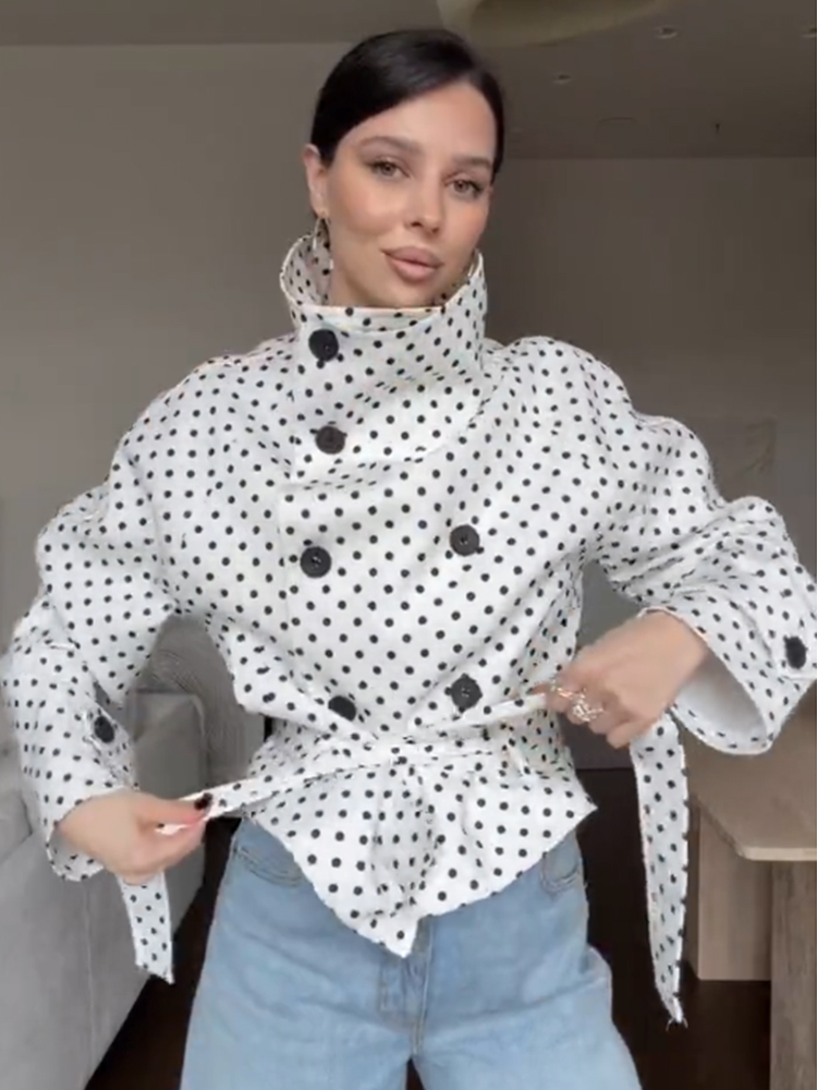 معطف نسائي قصير منقط من SLTNX، - مراجعة Trench Coat Formal وسعره