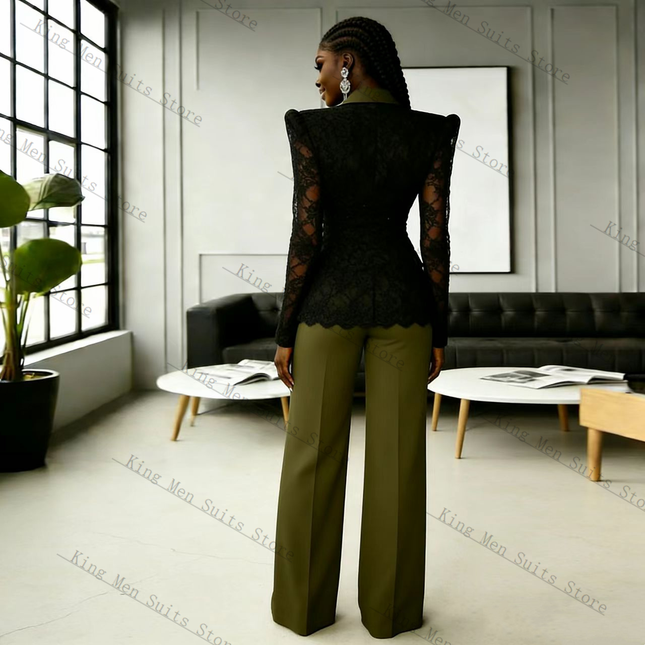 طقم بدلة نسائية من الدانتيل ال - مراجعة Women Formal Wear With Black Blazer وسعره