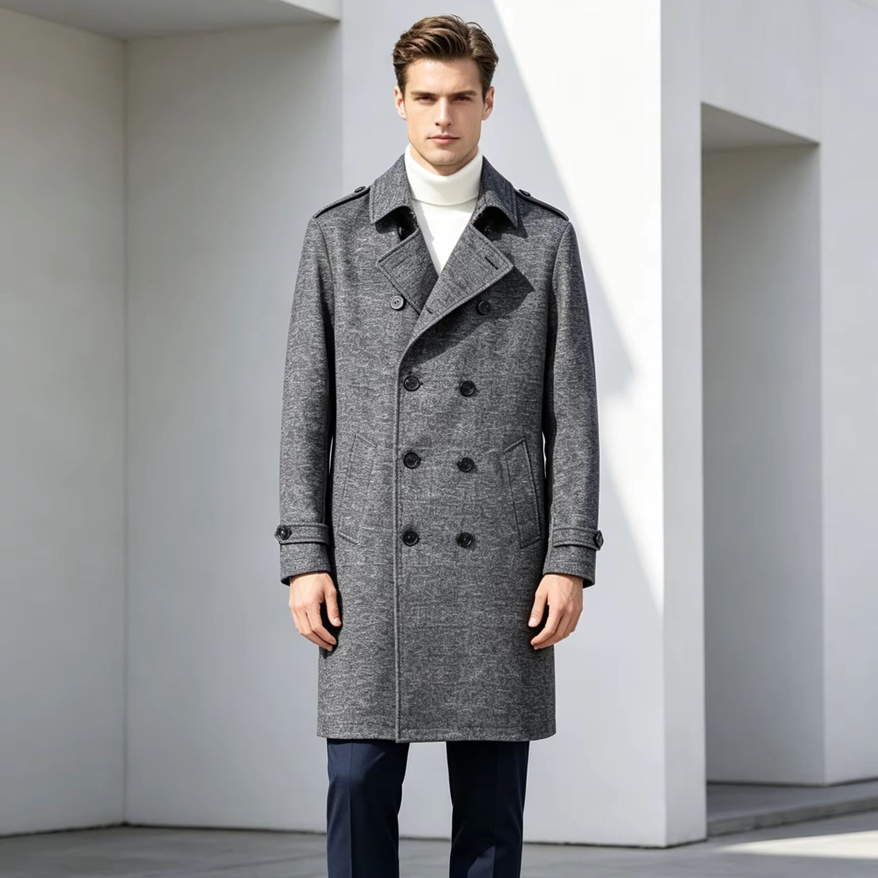 معطف طويل للرجال من الصوف الخا - مراجعة Trench Coat Formal وسعره