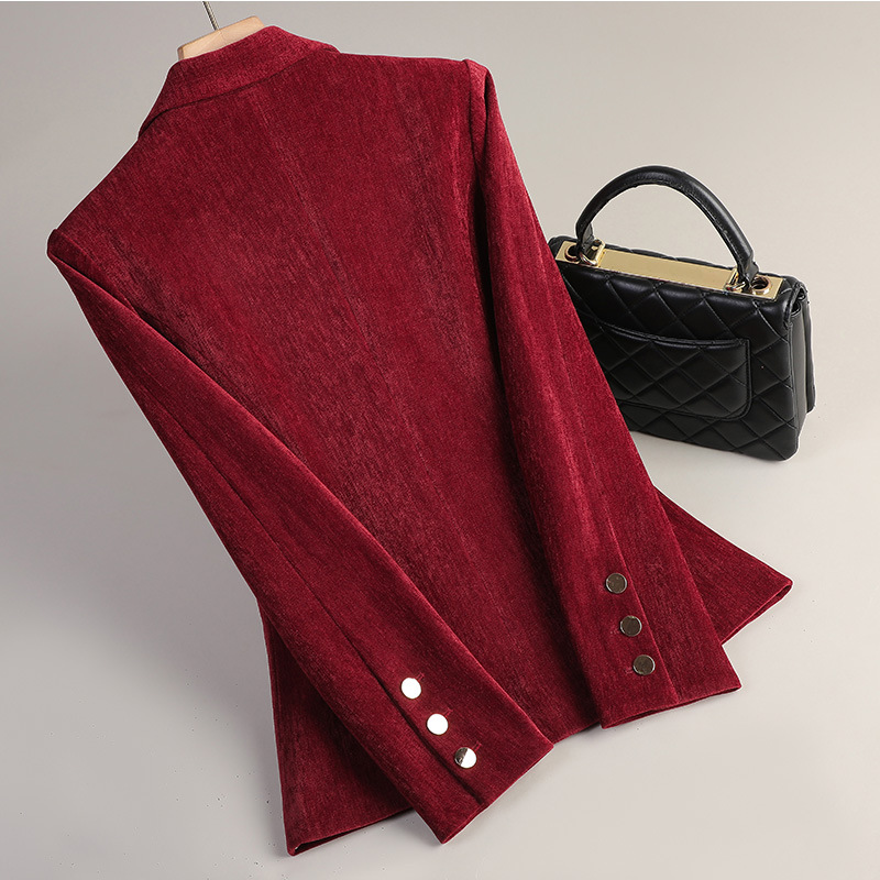 سترة نسائية مخملية باللون الذه - مراجعة Women Formal Wear Coat وسعره