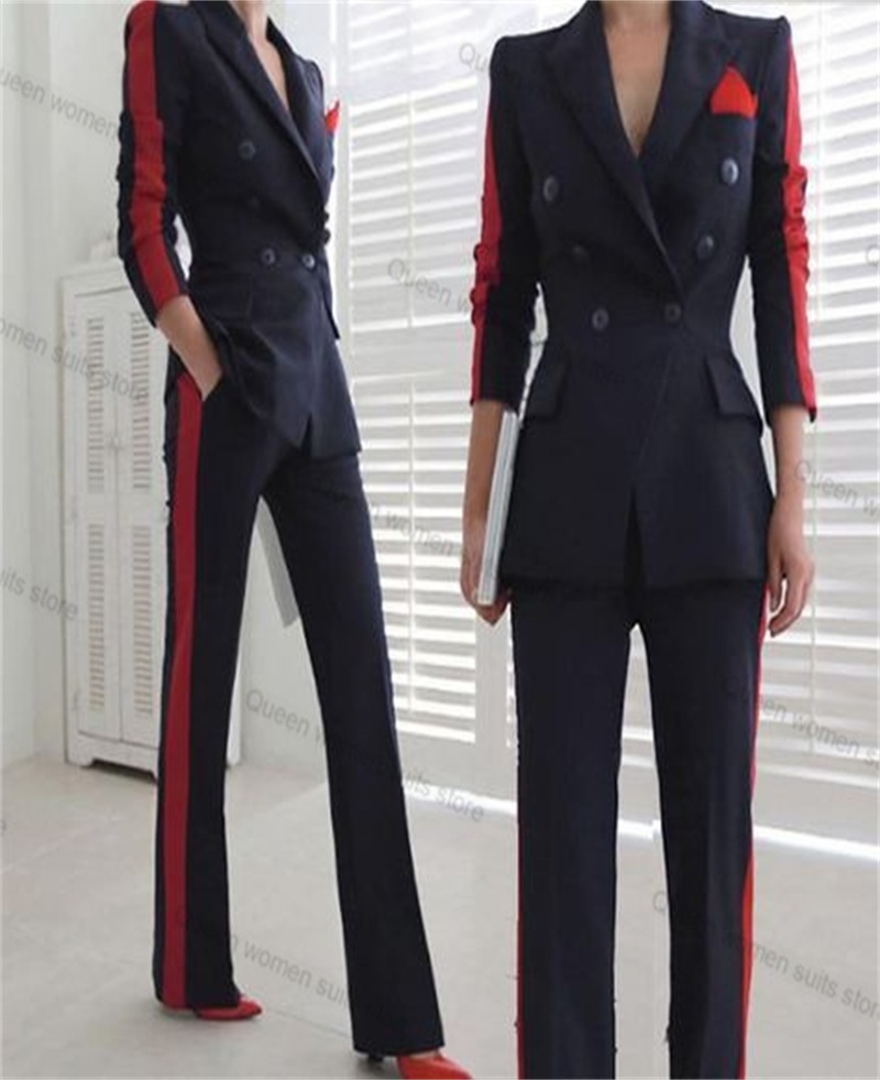 أحمر أسود الخريف المرأة البدلة - مراجعة Women Formal Wear With Black Blazer وسعره