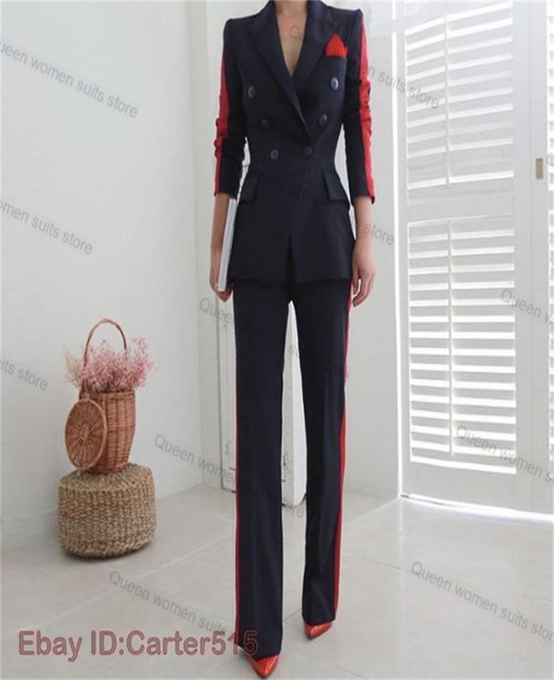 أحمر أسود الخريف المرأة البدلة - مراجعة Women Formal Wear With Black Blazer وسعره