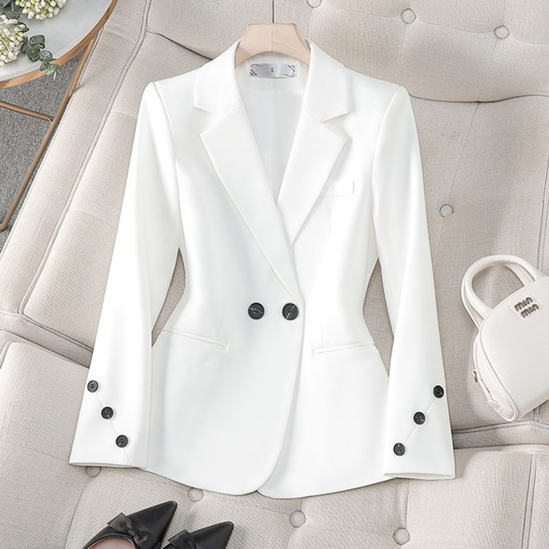 2025 جديد ربيع الخريف أبيض أسو - مراجعة Women Formal Wear With Black Blazer وسعره