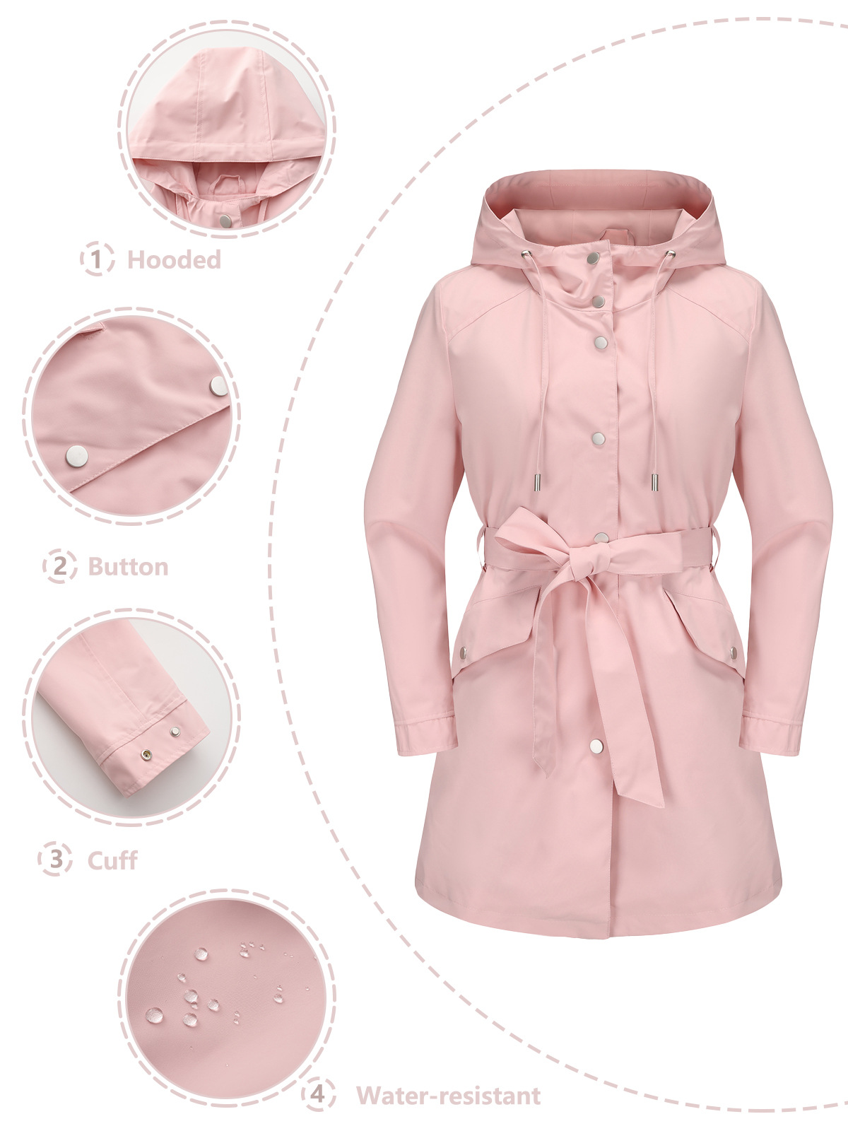 جاكيت نسائي طارد للماء بغطاء ر - مراجعة Trench Coat Formal وسعره
